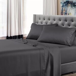 California King Sheet Set 4 pc 400 Thread Ct. Sateen Smoke Gray 16" Deep Pocket